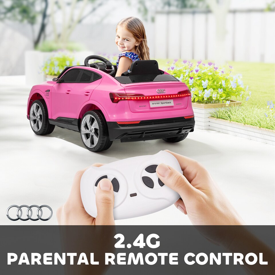 image 1 of HOMCOM Audi E-tron Licensed 12V Kids Electric Ride on, Electric Car for Kids, with Parental Remote, Music Lights MP3, Suspension Wheels, for 3-5 Years, Pink | Pink