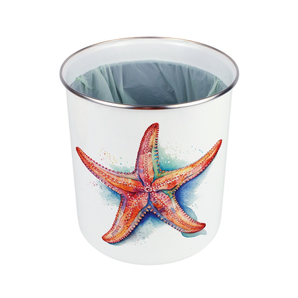 image 1 of Vibrant Starfish Food Waste Caddy - Metal 2L Decorative Kitchen Compost Bin