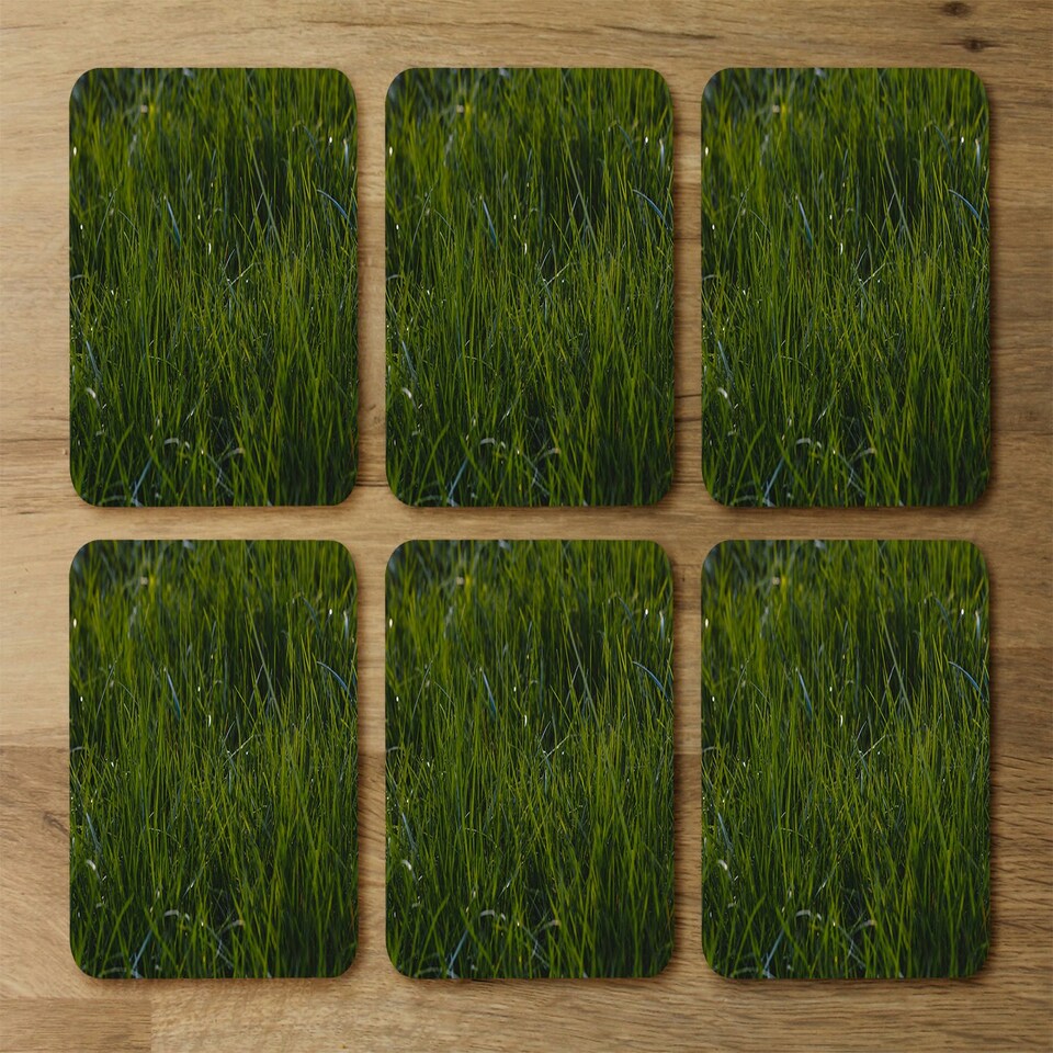 image 1 of Fresh green grass background, natural grass (Coaster)