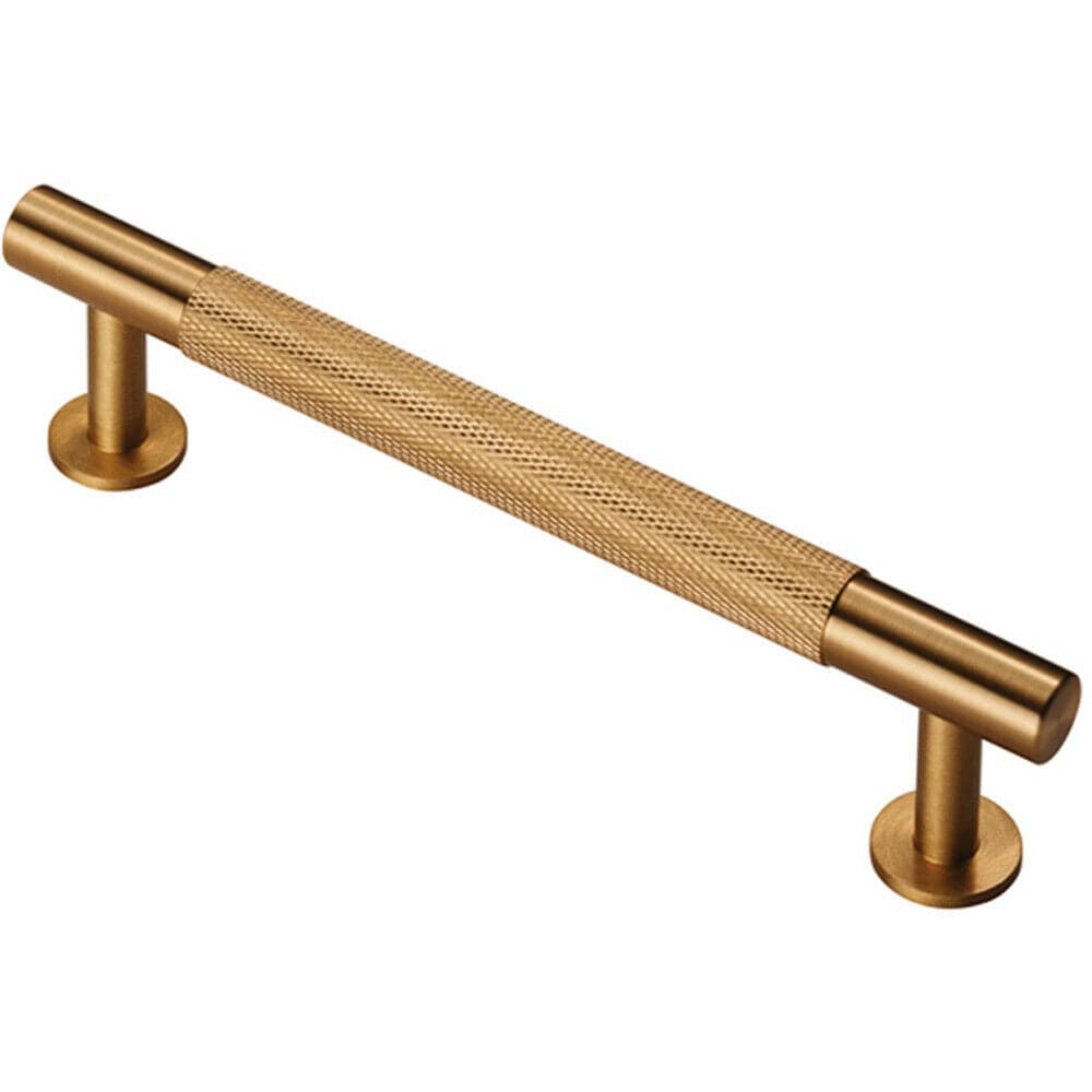 Loops Knurled Bar Door Pull Handle 158 x 13mm 128mm Fixing Centres Satin Brass in Metallics