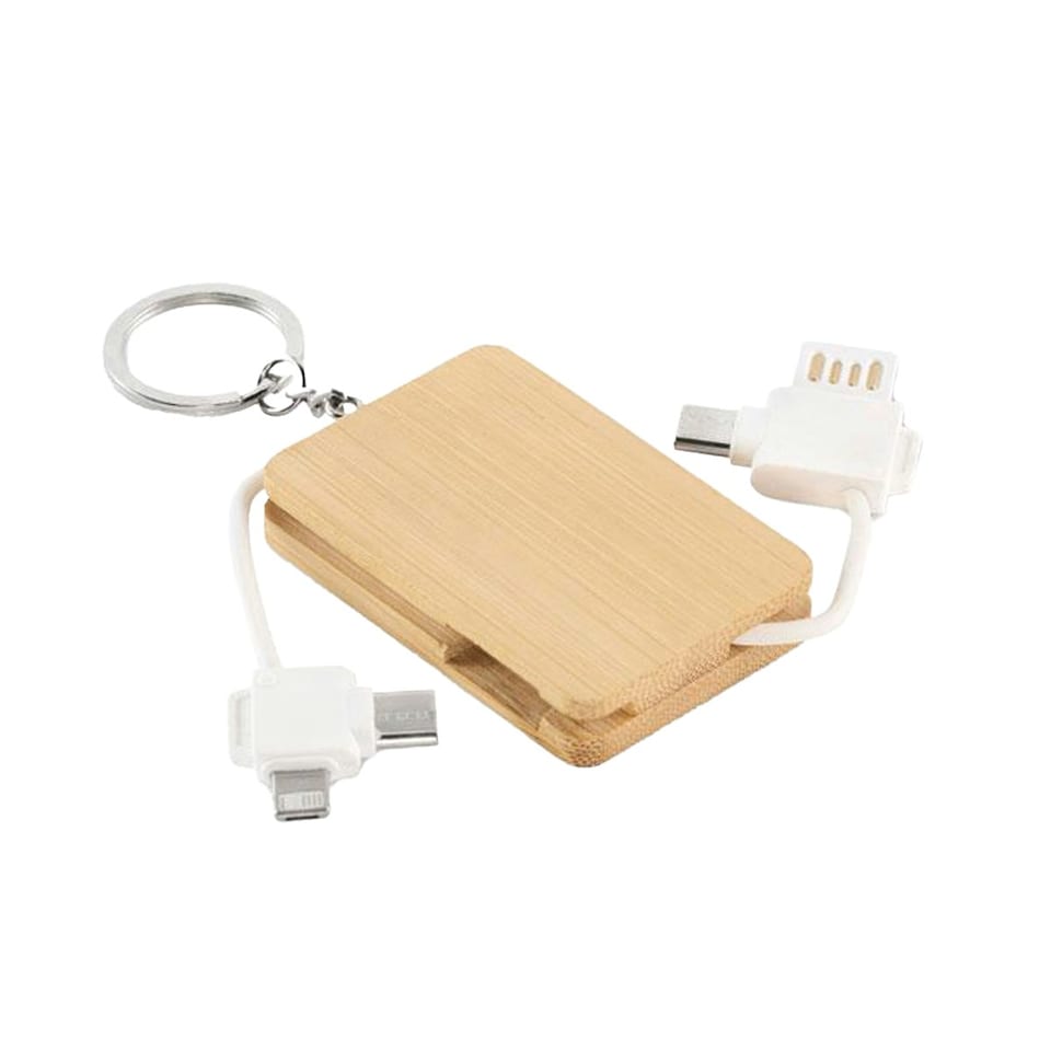 image 1 of MidOcean Bupow 2 in 1 Charging Cable - Wood - One Size