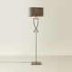 image 3 of ValueLights Katniss Large Silver Chrome Metal Floor Lamp with a Grey Fabric Oval Lampshade - Bulb Included Silver
