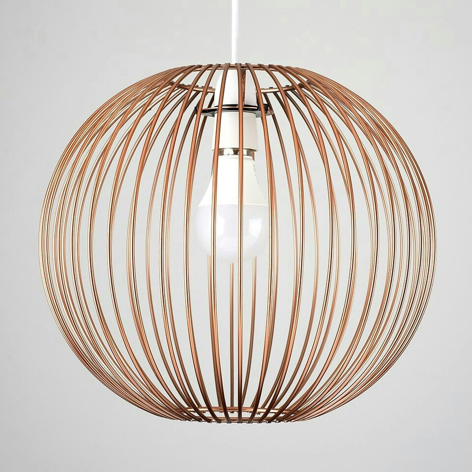 image 1 of ValueLights Faraday Pair of Copper Ceiling Pendant Shade