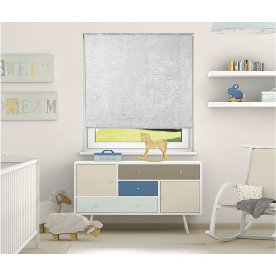 image 1 of 100cm Light Grey Crushed Velvet Roller Blinds | Grey | Grey