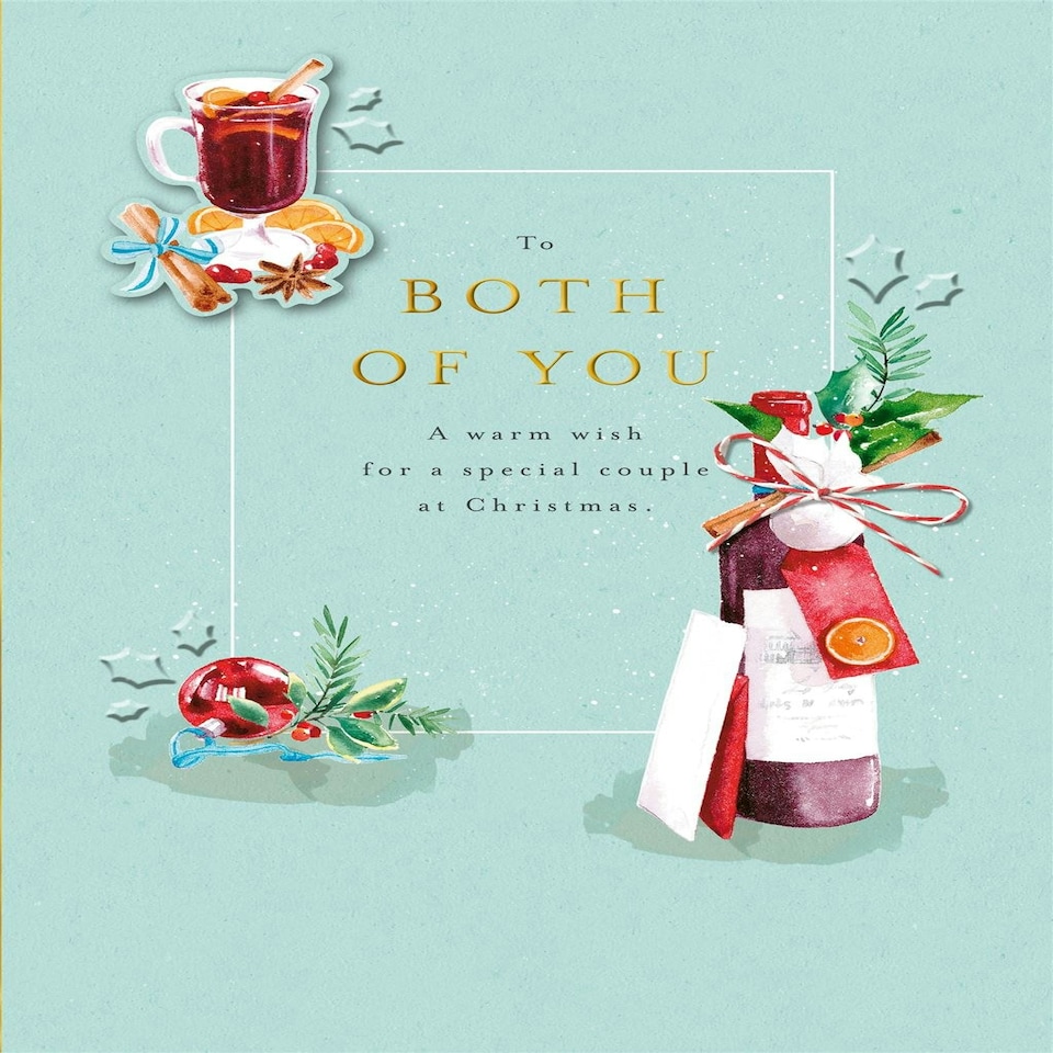 Wine Bottle Design To Both Of You Christmas Card