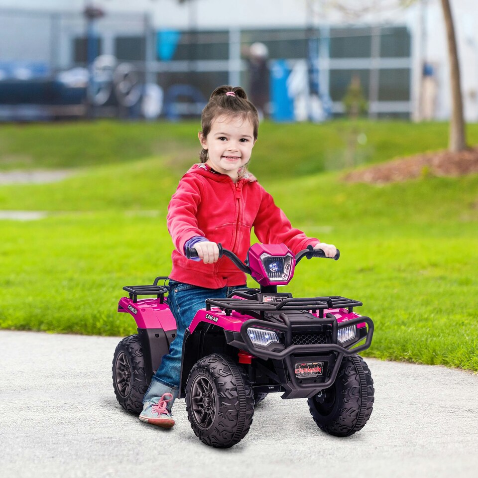 image 1 of HOMCOM 12V Electric Quad Bike for Kids w/ LED Headlights, Music - Pink