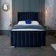 image 4 of Meriso Plush Blue Super King Bed Frame - Blue
