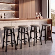 Chef Vida Wooden Revolving Bar Stool, Black - Set of 2