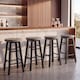 image 1 of Chef Vida Wooden Revolving Bar Stool, Black - Set of 2
