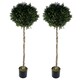 image 1 of 140cm Pair of Buxus Ball Artificial Tree UV Resistant Outdoor Topiary | Green | 4ft