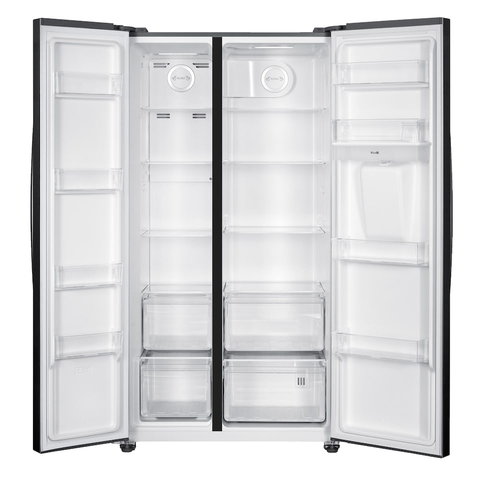 image 1 of HYE 529 Litre No Frost American Fridge Freezer with Non-Plumbed Water Dispenser, 91cm, Black - RF01AMWD532B01