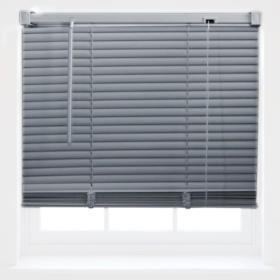 image 1 of FURNISHED Made to Measure Venetian PVC Window Blinds Custom Fit, Easy Install & Modern Light Control | Grey | Grey | (W) 120cm x (L) 210cm