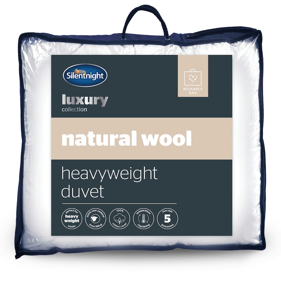 image 1 of Silentnight Luxury Natural Wool Heavyweight Duvet, Breathable Cotton Cover, Temperature Regulating, King