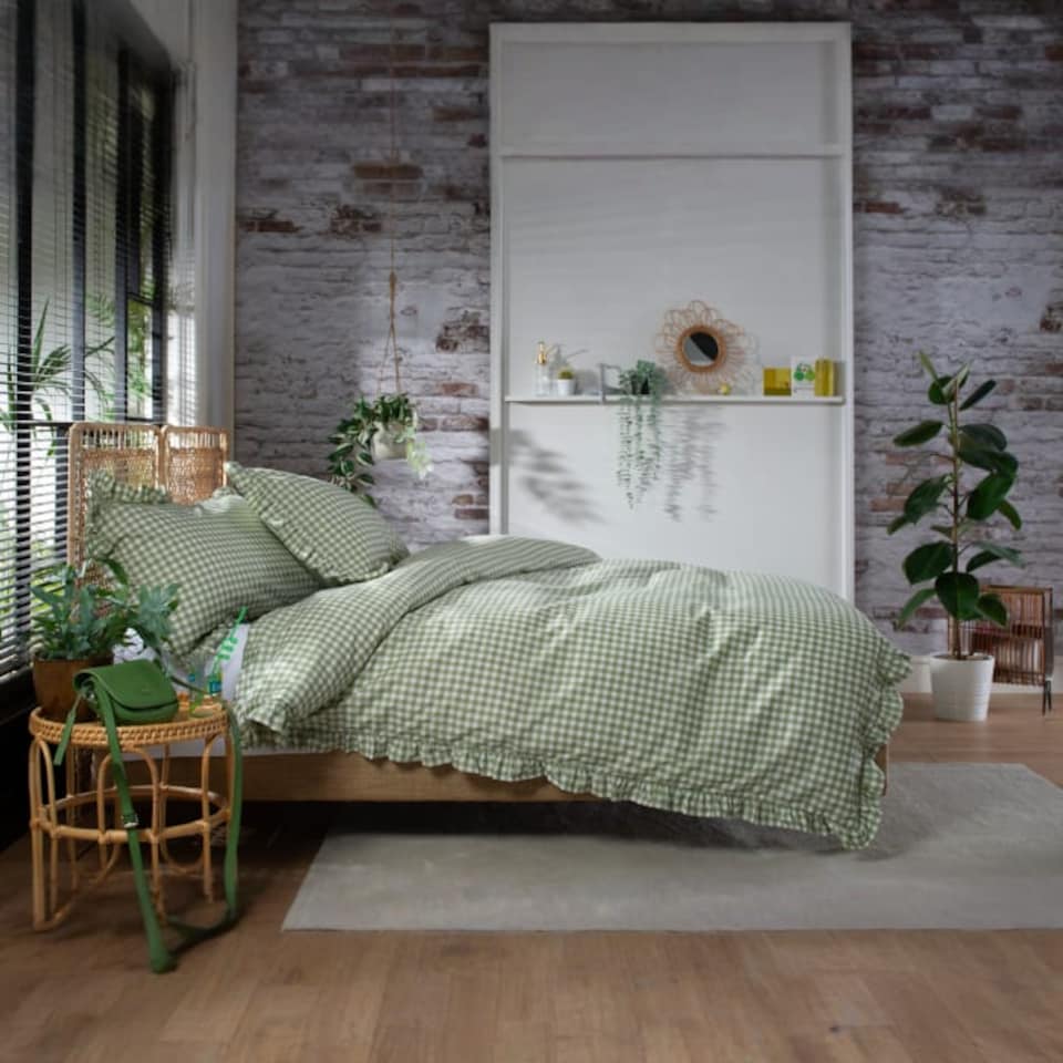 image 1 of TLC Gingham Frilled Duvet Set
