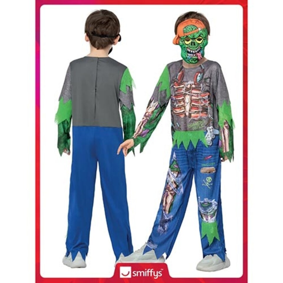 image 1 of Zombie Gamer Boys Fancy Dress Costume Kids Medium - Age 7-9