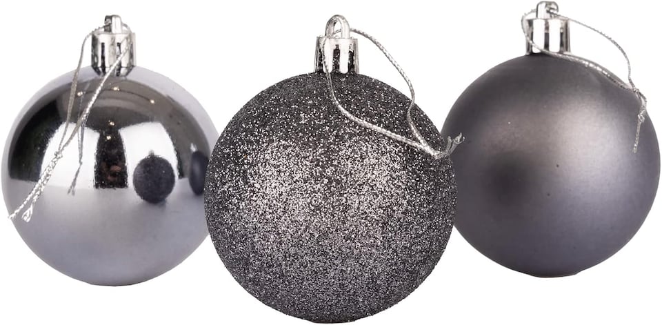 image 1 of 10cm/6Pcs Christmas Baubles Shatterproof Dark Grey,Tree Decorations
