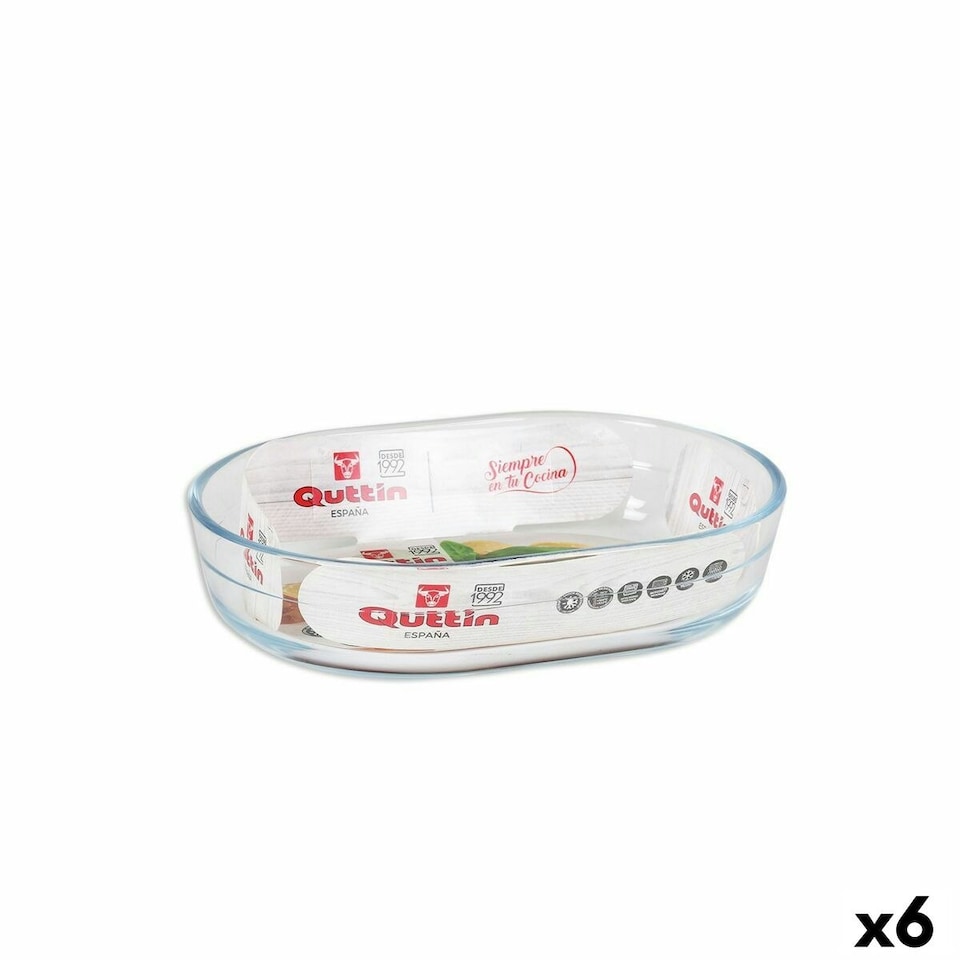 Oven Dish Quttin Glass Oval 600 ml 17,6 x 12,7 x 4 cm (6 Units) N/A