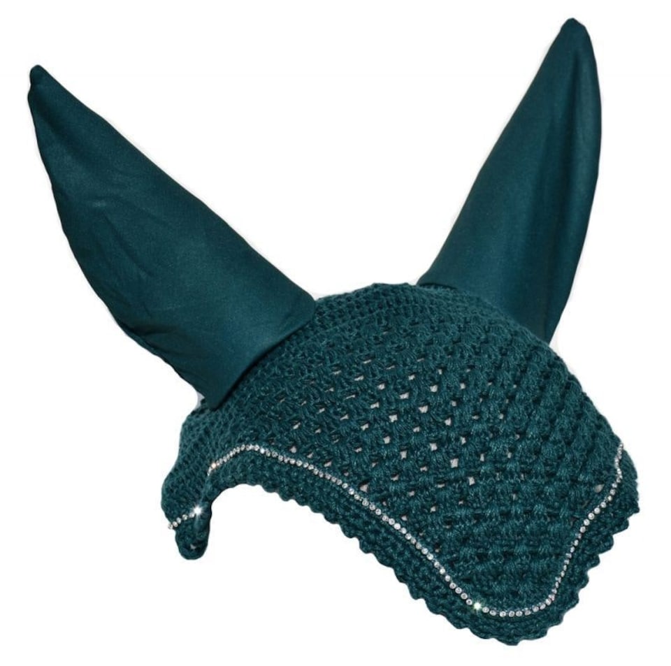 image 1 of Rhinegold Diamante Fly Hood/Noise Muffler | Black | Size: Full
Colour: Black