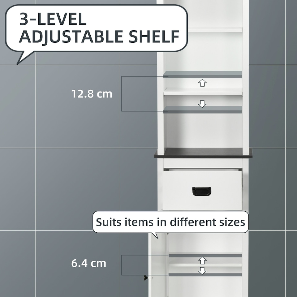 image 1 of kleankin Freestanding Tallboy Storage Unit W/ Drawer Single Door