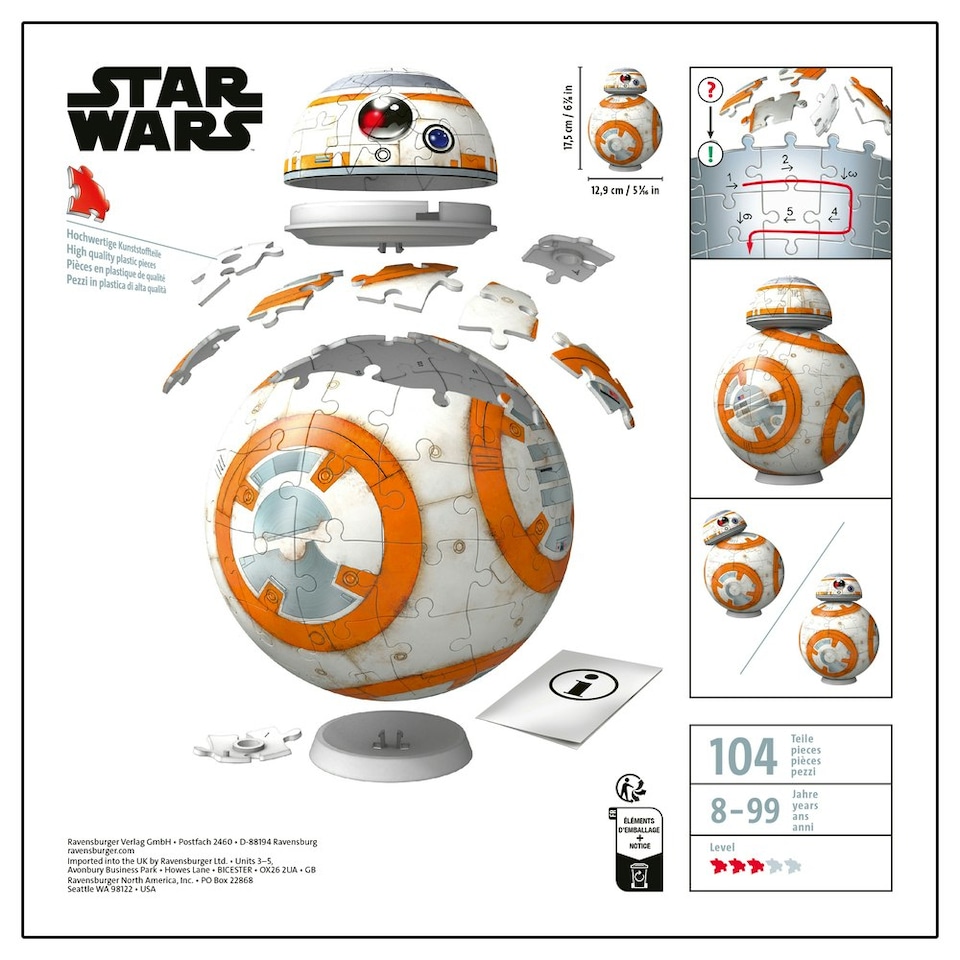 image 1 of Ravensburger Star Wars BB8 3D Jigsaw Puzzle 99 Piece