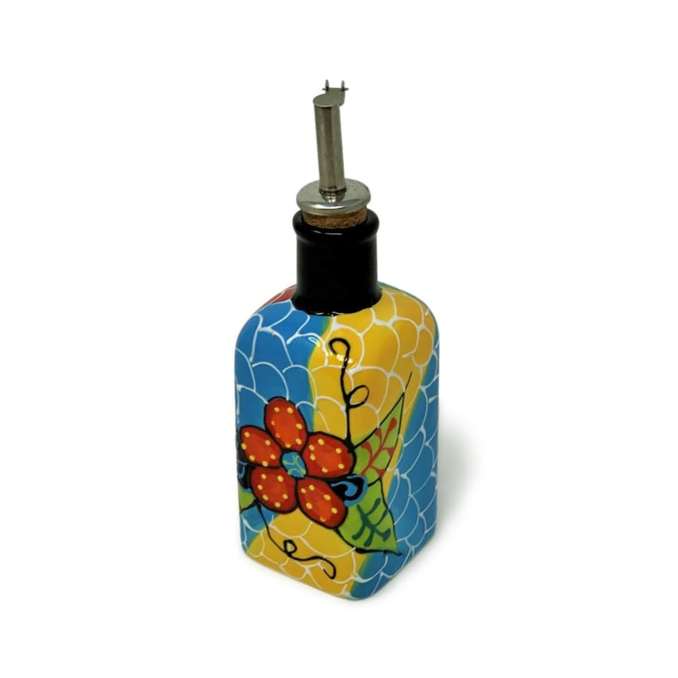 image 1 of Verano Spanish Ceramics Classic Spanish Squared Oil Drizzler - 250ml Fish Scales