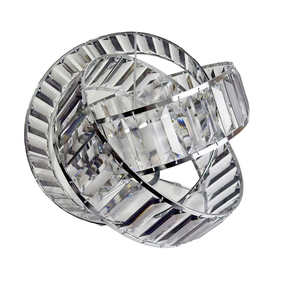 image 1 of 3 Tier Crystal Ceiling Light Shade Grey | Modern Interlocking Ring Pendant Lampshade E27