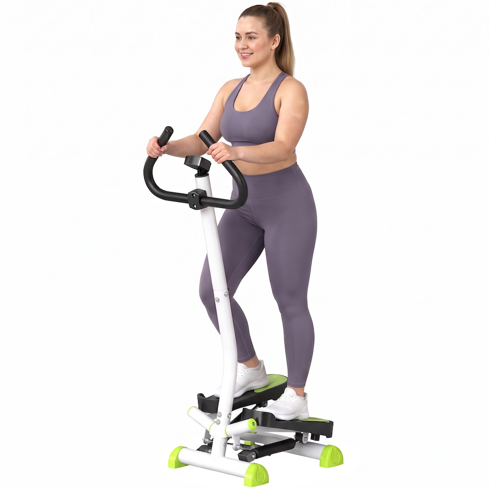 image 1 of HOMCOM Twister Stepper Step Machine w/ LCD Screen, White