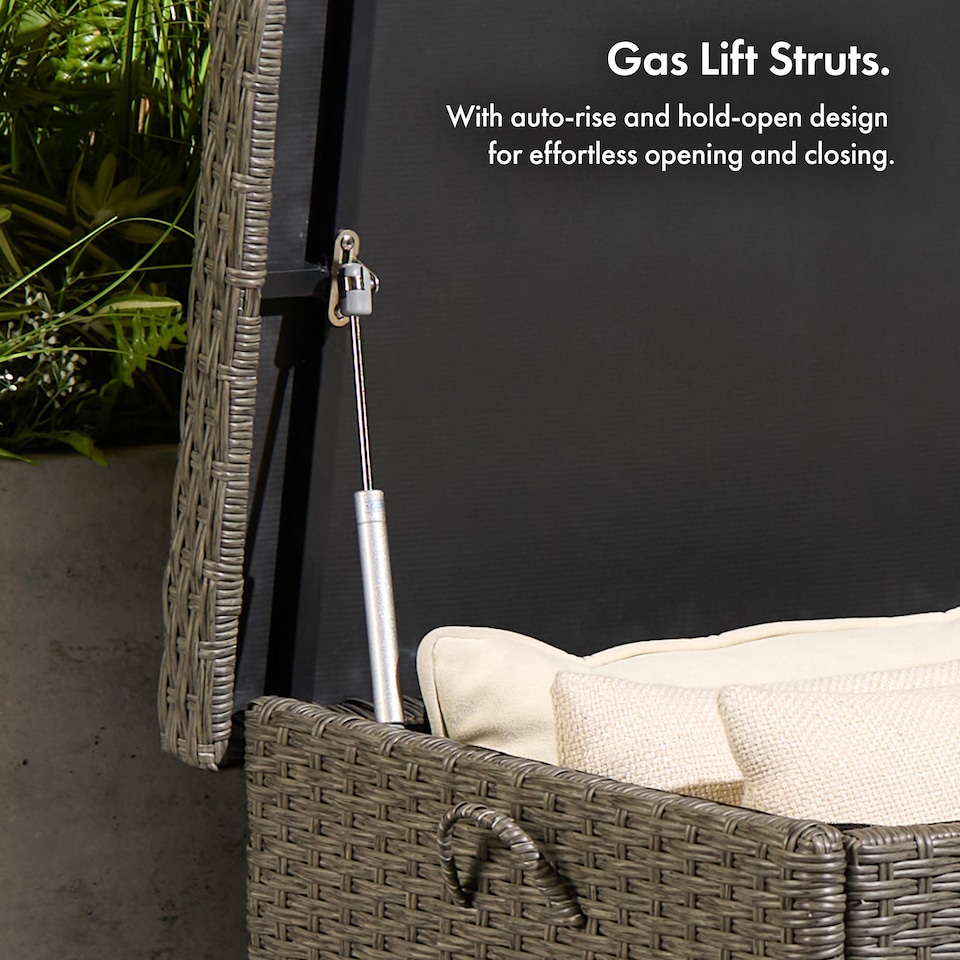 image 1 of VonHaus Rattan Effect with Lockable Lid Garden Storage Box 290L
