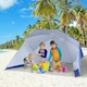 image 2 of Outsunny 2m Beach Umbrella Sun Shelter 2 in 1 Umbrella UV Protection Steel Blue