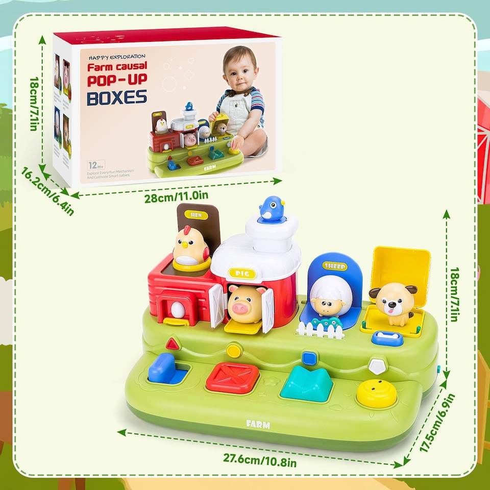 image 1 of Farm Animal Pop-Up Activity Toy with Music & Sounds