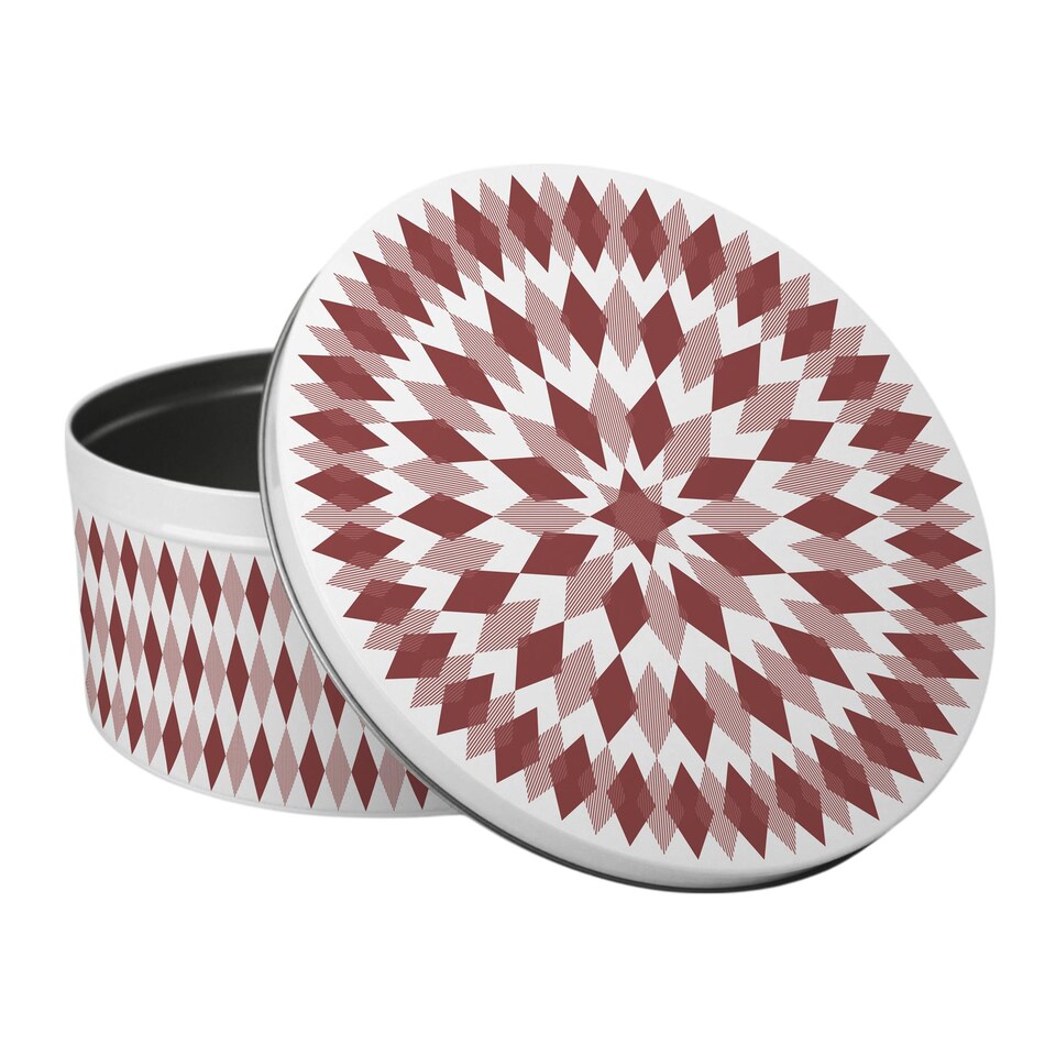 image 1 of Red Argyle Pattern Large Round Cake Tin