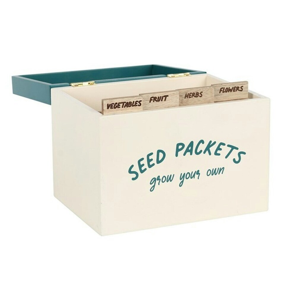 image 1 of Something Different Seeds Storage Box - Beige/Teal - One Size