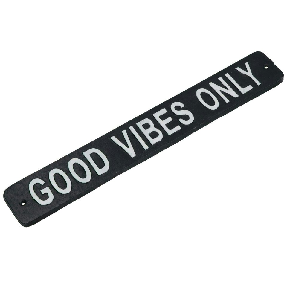 image 1 of Good Vibes Only Cast Iron Sign Plaque Wall Door Fence House Garden Yard Bar