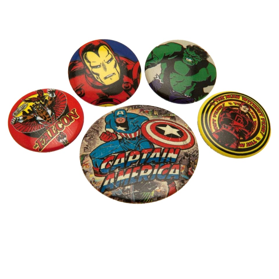 image 1 of Marvel Comics Button Badge Set - Multi-colour - One Size