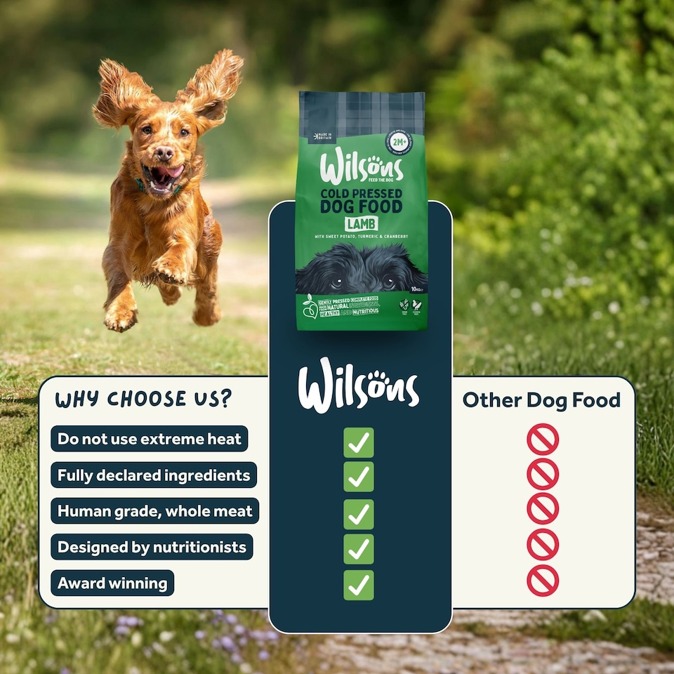 image 1 of Wilsons Lamb Cold Pressed Dog Food Natural Protein Balanced Nutrition Diet - 10kg bag