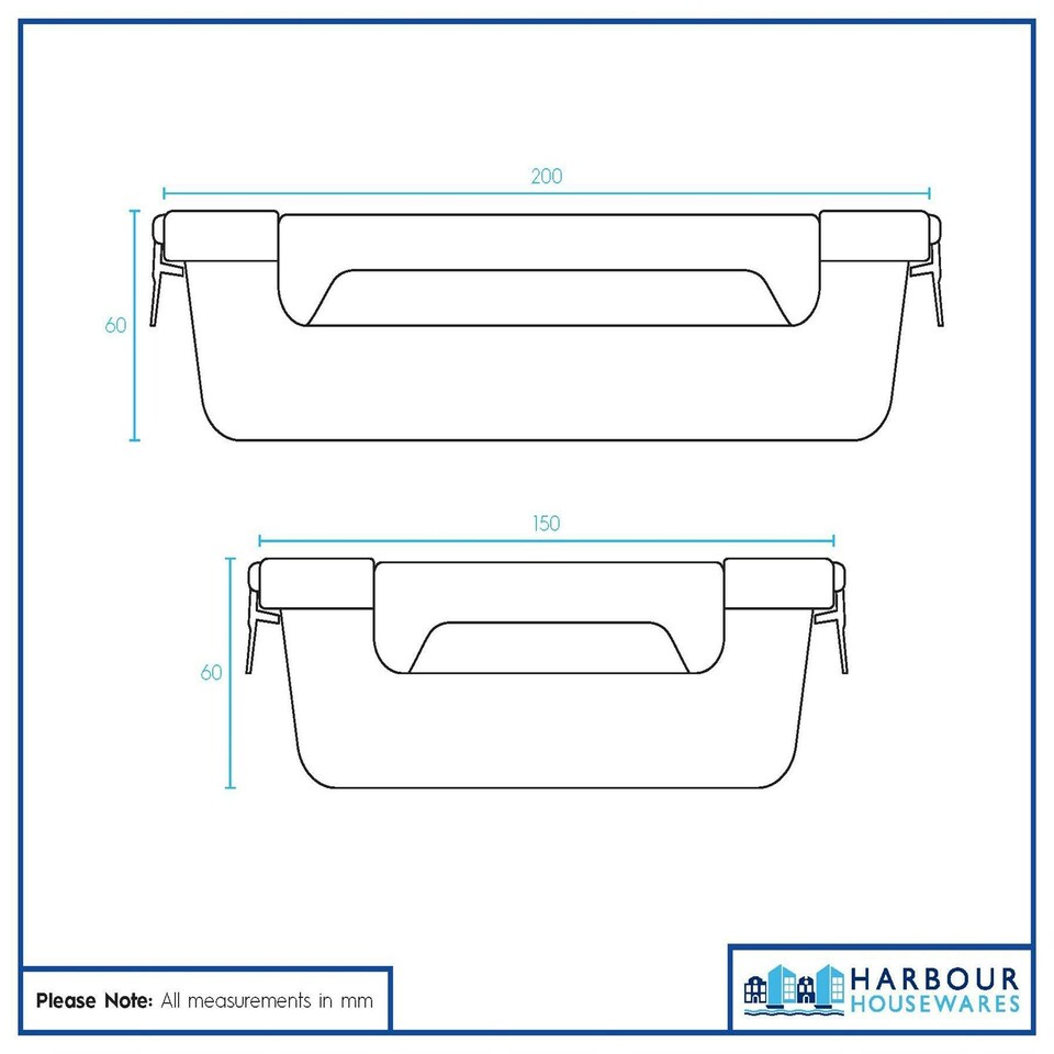 image 1 of Harbour Housewares Glass Food Storage Containers with Lids - 1 Litre - Pack of 2