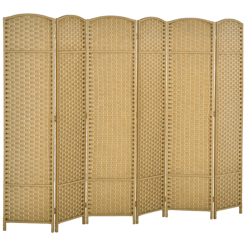 image 1 of HOMCOM 6 Panel Folding Room Divider, Freestanding Privacy Screen for Living Room, Bedroom and Office, 240 x 170cm, Natural