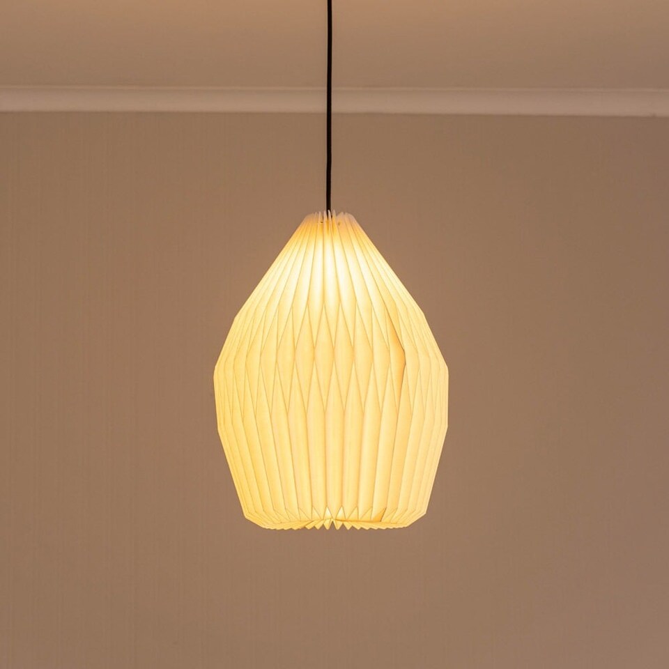 image 1 of ValueLights Astrid Geometric Origami Teardrop Pleat Lamp Shade | White