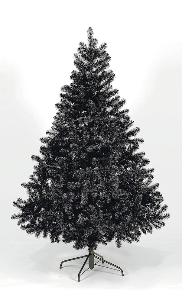image 1 of 7FT Black Bushy Imperial Pine Artificial Deluxe Christmas Tree Hinged Branches | Black | 7.5ft