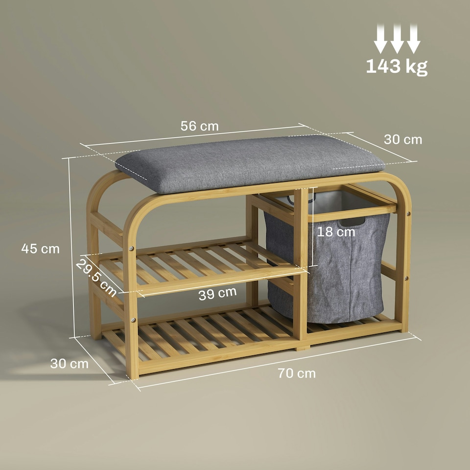 image 1 of HOMCOM Shoe Rack Bench with Seat for Hallway, Entryway, Nature Wood Finish Yellow