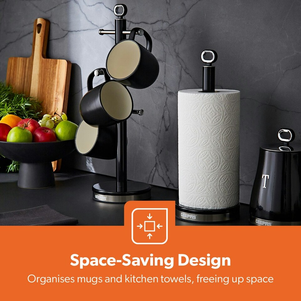 image 1 of GEEPAS Mug Tree and Towel Pole Set | Black