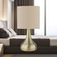 image 8 of Set of 2 Romana - Antique Brass Touch Table Lamp with Linen Shades