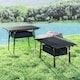 image 5 of Outsunny Folding Camping Table, 90 x 55 cm Height Adjustable Portable Collapsible Table, 3ft Lightweight Aluminium Rollup Picnic Table with Storage Basket for Outdoor Garden Party BBQ, Black | Black | Black | 90L x 55W x 66H cm