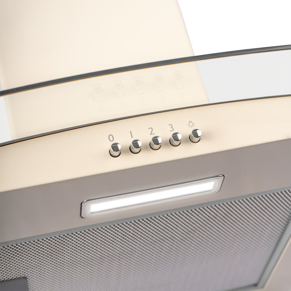 image 1 of SIA CGH60CR 60cm Cream Curved Glass Chimney Cooker Hood Kitchen Extractor Fan