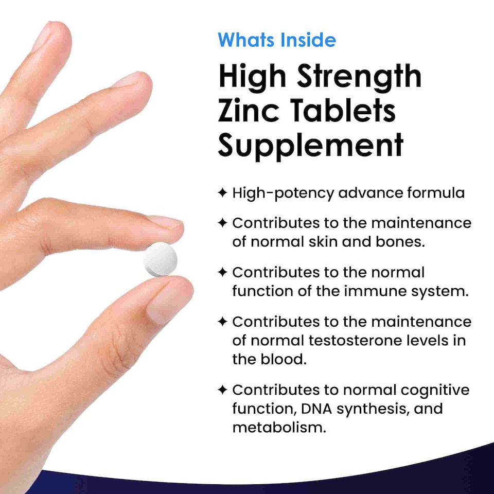 image 1 of Zinc Tablets 50mg 365 Vegan Zinc Supplements High Strength