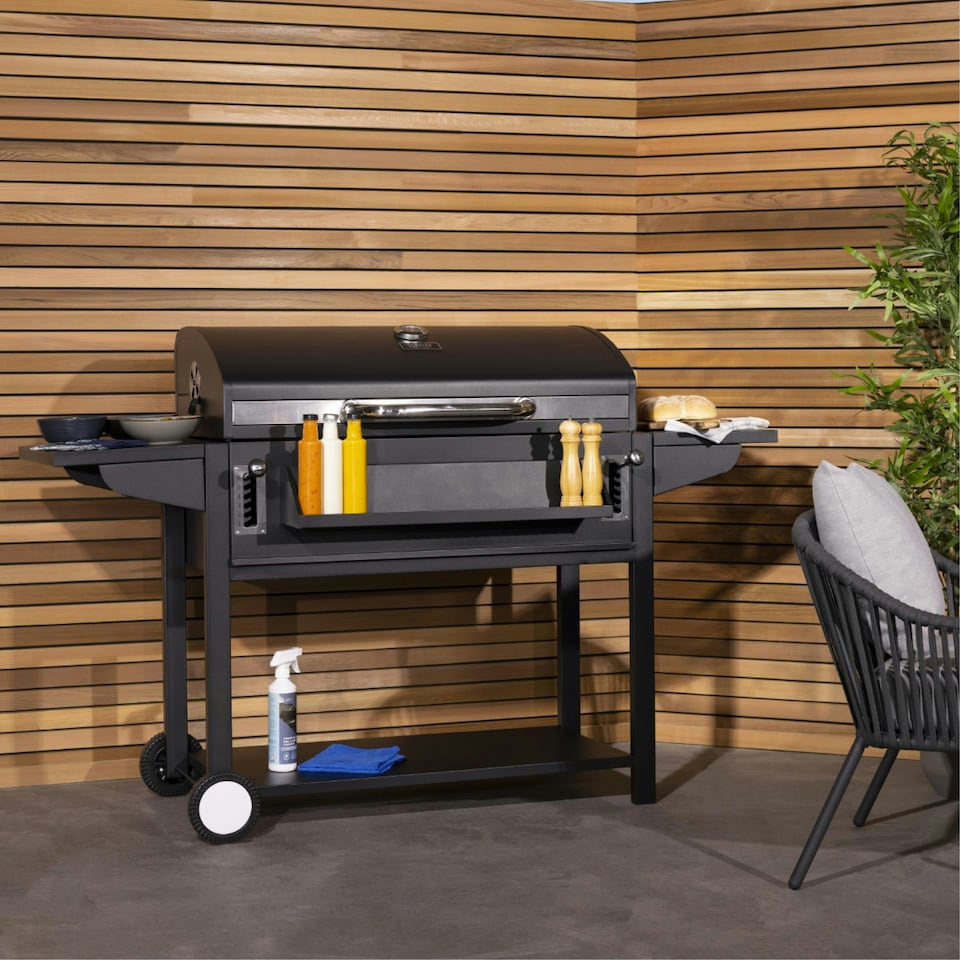 image 1 of Charles Bentley Deluxe Charcoal BBQ Grill with Chrome Steel Warming Rack
