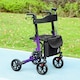 image 2 of HOMCOM Folding Rollator Walker with Seat, Backrest, Lightweight Walking Frame with Storage Bag, Dual Brakes, Adjustable Handle Height, Suspension System, 4 Wheeled Walker for Seniors, Purple