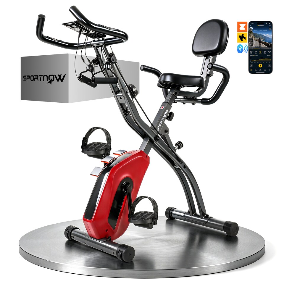 image 1 of SPORTNOW Folding Exercise Bike with Resistance Bands