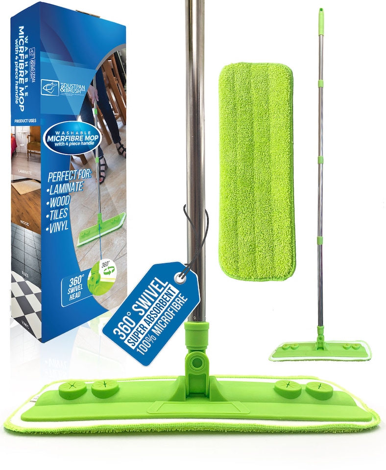 image 1 of Microfibre Mop with Washable Removable Pad for Laminate, Wood and Tile Floor
