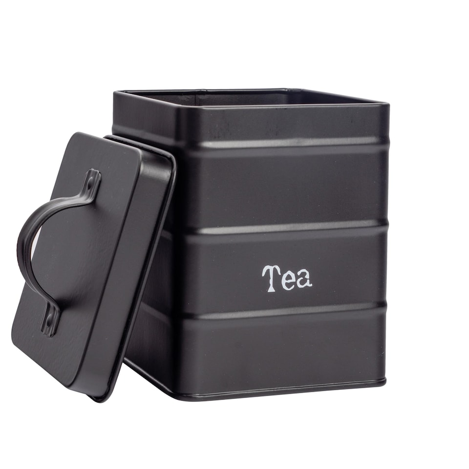 image 1 of Harbour Housewares Vintage Metal Kitchen Tea Canister - Black